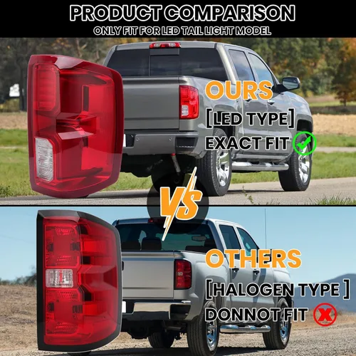 Miniatura 2 de Conjunto de luz trasera LED compatible con Chevy Silverado 1500 2016 2017 2018 lámpara de freno trasera trasera 84288719 lado derecho del pasajero