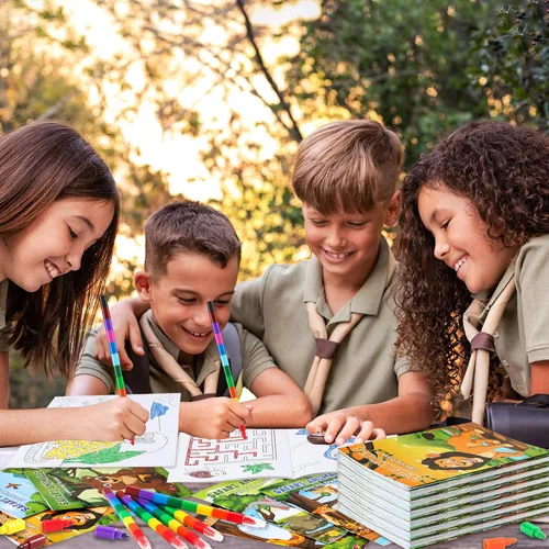 Miniatura 7 de BenLouis 24 Piezas Mini Libros para Colorear Safari de la Selva Niños Animales del Zoológico Recuerdos de Fiesta Pequeños Libros de Actividades a