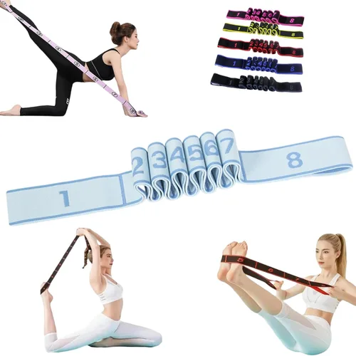 Miniatura 15 de Banda de resistencia de fitness para estiramiento y yoga, ejercicio de tirador de moda, banda de resistencia numerada con asas para brazos, 8 bucles