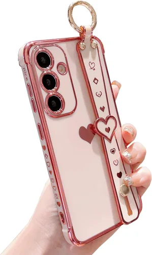 Miniatura 8 de DEFBSC Funda compatible con Samsung Galaxy S23, con borde galvanizado con correa para la muñeca, protección completa de la cámara, esquinas