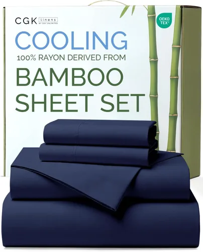Miniatura 17 de Sábanas de bambú 100% rayón derivado de bambú, tamaño individual, sábanas refrescantes para individuales. Ropa de cama ultra suave, transpirable
