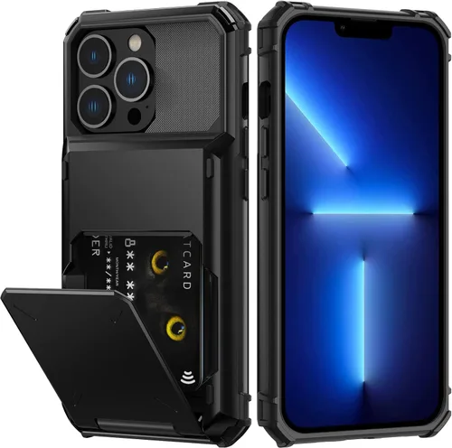 Miniatura 25 de Nvollnoe Funda para iPhone 13 con Portarjetas [Almacena 5 Tarjetas] Funda Cartera de Doble Capa Resistente de Servicio Pesado a Prueba de Golpes