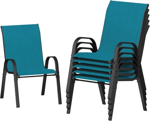 Miniatura 26 de UDPATIO Patio Chairs Set of 2, Stackable Silver Outdoor Dining Chairs with High Back, Breathable Textilene Fabric Outdoor Chair All Weather, for