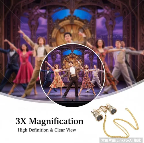 Miniatura 5 de TEHAUX Gafas de ópera de 3 x 25 pulgadas con cadena, binoculares de teatro vintage de metal completo para mujeres y adultos, mini binoculares
