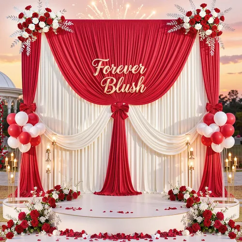 Miniatura 8 de Cortinas de fondo rojo de 10 x 10 pies para fiestas, bodas, sin arrugas, cortinas de fotos rojas, cortinas de telón de fondo para decoración