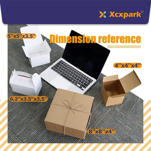 Miniatura 3 de Xxcxpark 24 cajas de regalo blancas de 6.2 x 3.5 x 3.5 pulgadas, caja de embalaje de papel kraft con tapa para manualidades, cubos, cupcakes, cajas