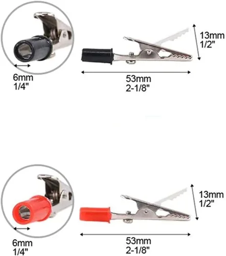 Miniatura 2 de Pinzas de cocodrilo de metal, 20 abrazaderas de prueba eléctricas con manos de plástico, kit rojo y negro