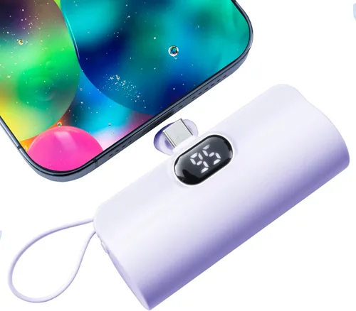Miniatura 9 de Mini Banco de Energía, Cargador de Teléfono Cápsula 5500mAh, Cargador Portátil con Puertos Dual USB-C para iPhone 17/16/15/15 plus/15 pro/15 pro