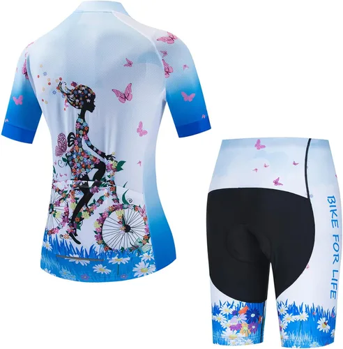 Miniatura 2 de Conjunto de pantalones cortos de ciclismo para mujer, traje de bicicleta acolchado para mujer