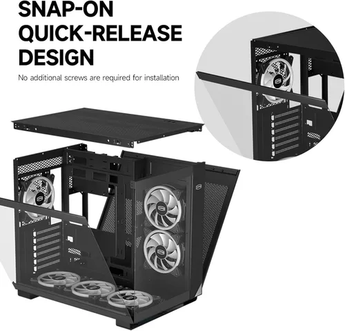 Miniatura 5 de PCCOOLER C3T500 ARGB Chasis para PC Mid Tower Escritorio Superior para PC Gaming para ATX/M-ATX/ITX con 6 Ventiladores ARGB, Diseño Sin Columnas