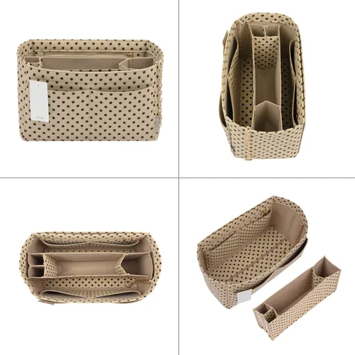 Miniatura 5 de Organizador de bolso organizador de fieltro con cremallera e inserto inferior cosido ajuste Speedy Neverfull Gracefull bolso 6 tamaños M lunares