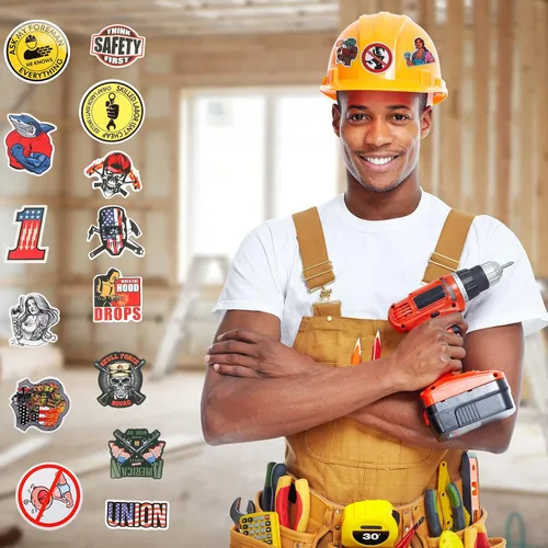 Miniatura 4 de Outus 350 calcomanías divertidas de vinilo para casco, caja de herramientas, calcomanías patrióticas americanas para casco, casco, construcción