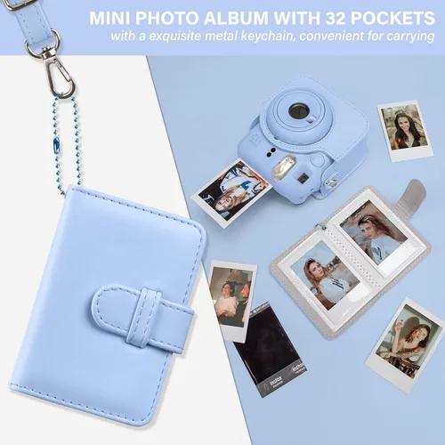Miniatura 7 de Fuji Mini 12 - Funda para cámara y álbum de fotos, funda protectora de cuero compatible con cámara instantánea Instax Mini 12 con álbum de fotos