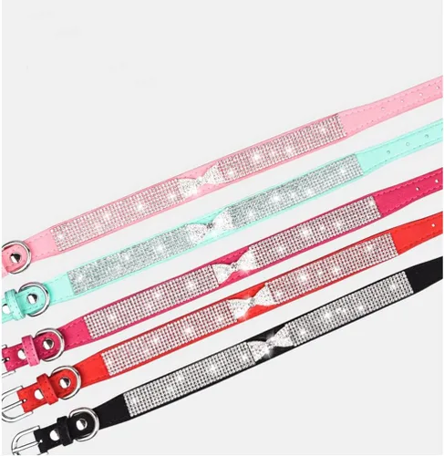 Miniatura 7 de Collares de perro para perros medianos hembras, collar de perro con diamantes de imitación, bonito collar con purpurina para mascotas XXS Xs, S, M