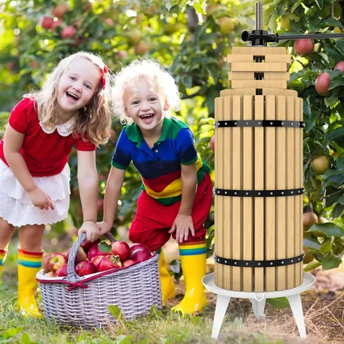 Miniatura 6 de SQUEEZE master Prensa de Frutas - 7.9 Galones/30L - Cesta de Madera Maciza Prensa de Vino - Exprimidor Tradicional Vintage - 6 Bloques de Prensa