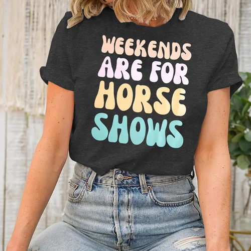 Miniatura 3 de Camisas de caballo para mujer, camiseta de regalo ecuestre, los fines de semana son para espectáculos de caballos, camiseta casual de manga corta