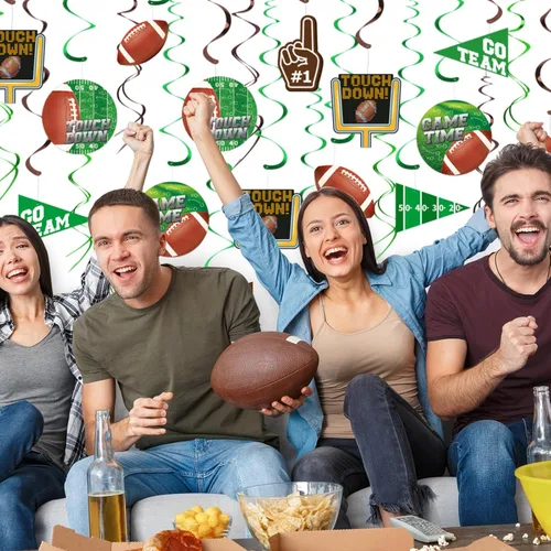 Miniatura 4 de 30 Piezas de Decoraciones de Fiesta de Fútbol Adorno Colgante en Espiral para Fiesta de Cumpleaños de Fútbol, Día de Juego de Fútbol, Fiesta
