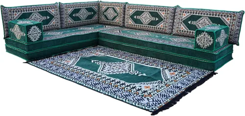 Miniatura 8 de arabicsofa Verde Juego de Asientos de Suelo Orientales Hechos a Mano – Sofá de Suelo Tradicional con Respaldo