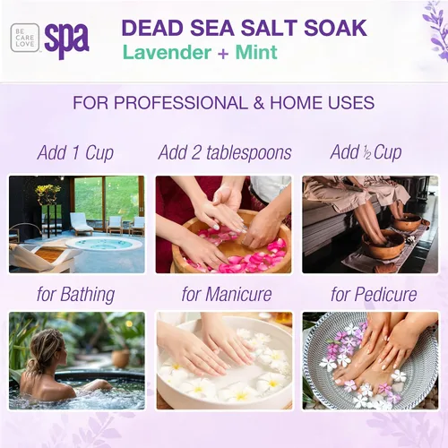 Miniatura 5 de BCL SPA Sal del Mar Muerto - Sal de baño con lavanda orgánica + menta, manteca de karité, árnica, jugo de aloe vera, manzanilla, aceite de argán