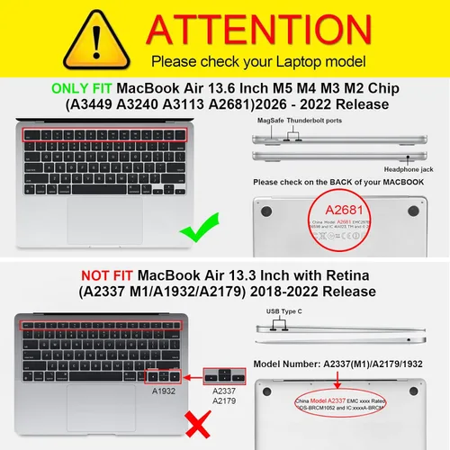 Miniatura 2 de Fintie Funda para MacBook Air de 13.6 pulgadas A3449 A3240 A3113 A2681 (versión 2022 2023 2024 2025 2026) – Carcasa rígida resistente para MacBook
