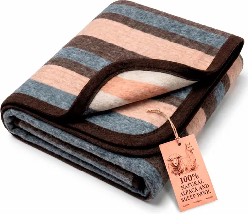 Miniatura 2 de Desert Breeze Distributing Manta 100% natural de alpaca y lana merina, colección andina, manta tamaño individual, gruesa, suave y cálida, manta