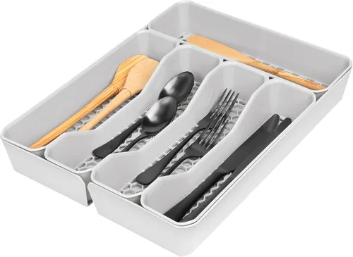 Miniatura 3 de Spectrum Diversified Hexa - Bandeja organizadora de cajones de cocina moderna, utensilios y cubiertos, organizador de 6 divisores, 13 x 16, gris