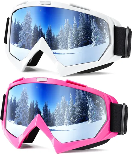 Miniatura 9 de Braylin Gafas de esquí para adultos, paquete de 2 gafas de snowboard para jóvenes, adolescentes, hombres y mujeres, gafas de moto de nieve de visión