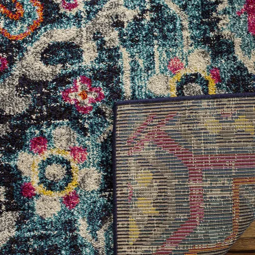 Miniatura 5 de SAFAVIEH Colección Monaco - Alfombra de pasillo, 2.2 x 6 pies, azul y fucsia, no desprende pelusa y de fácil cuidado, ideal para zonas de alto