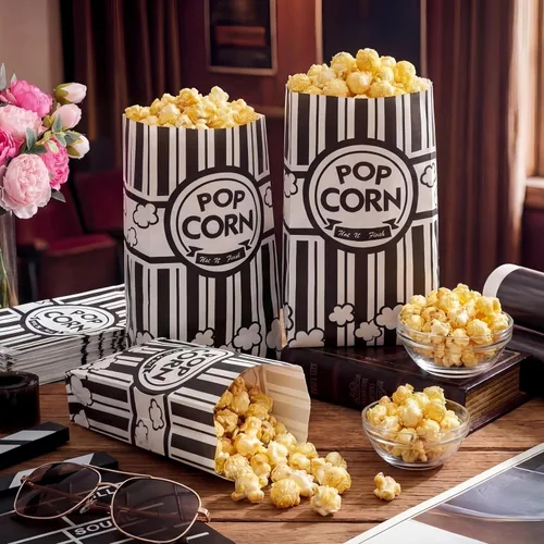 Miniatura 7 de Potchen 300 bolsas de palomitas de maíz de 2 onzas a granel para palomitas de maíz, resistentes a la grasa, bolsas desechables para carnaval