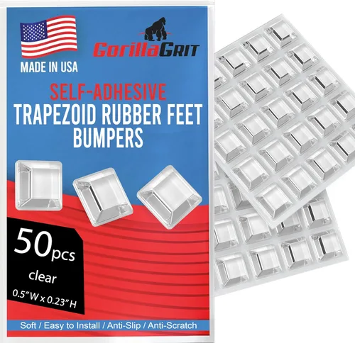 Miniatura 8 de Pies de goma transparente (paquete de 50) almohadillas autoadhesivas para parachoques, fabricadas en Estados Unidos, parachoques cuadrados adhesivos