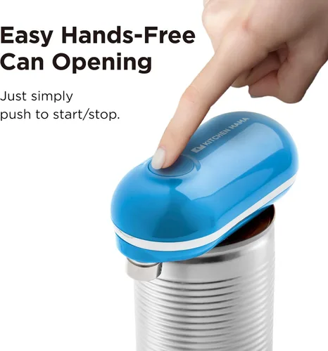 Miniatura 2 de Kitchen Mama Mini abrelatas eléctrico de borde liso: abre la lata con una sola prensa, ultracompacto, portátil, manos libres, seguro, inalámbrico