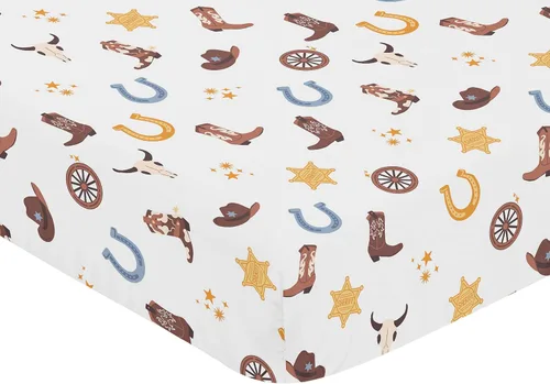 Miniatura 7 de Sweet Jojo Designs Sábanas bajeras para cuna (vaquero bohemio occidental) para niños, guardería infantil, habitación de niños pequeños, tamaño azul