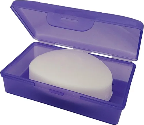 Miniatura 4 de American Comb: Caja de jabón, 1 morada, fabricada en los Estados Unidos, caja de jabón con tapa con bisagras y pestillo seguro Morado