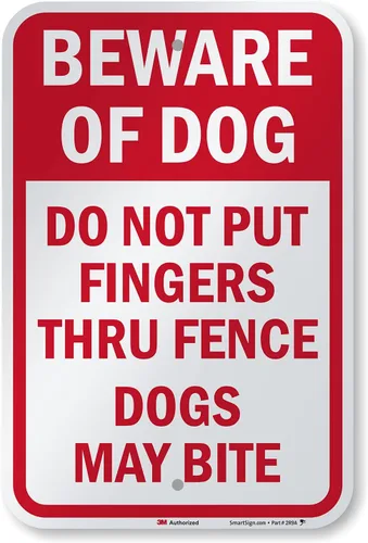 SmartSign - K-9424-EG-12x18 "Cuidado con el perro - No pongas los dedos a través de la cerca, los perros pueden morder" | 12 x 18 pulgadas 3M