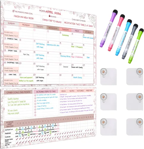 Pizarra blanca magnética para refrigerador, calendario grande de borrado en seco para pared, 3 pizarras magnéticas de borrado en seco de 10.5 x 16.5