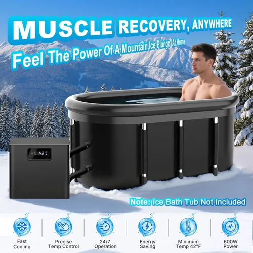 Miniatura 2 de Enfriador de baño de hielo para inmersión en frío, enfriador de inmersión en frío de 1/3 HP con bomba y filtro incorporados, mangueras aisladas