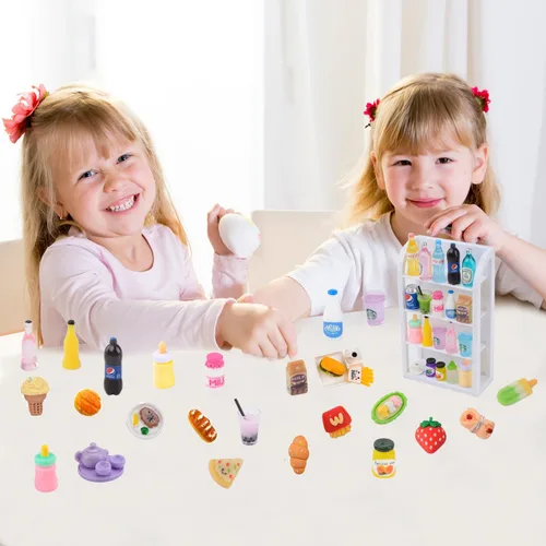 Miniatura 5 de MUYIZI 100 piezas de alimentos en miniatura Mini comida en miniatura accesorios para casa de muñecas de resina pequeña, juego de comida para casa