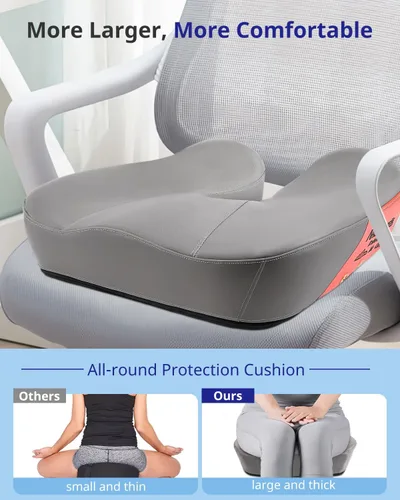 Miniatura 3 de Cojín de asiento, cojín extra grande de espuma viscoelástica para silla de oficina, almohadilla ergonómica para aliviar la presión del automóvil