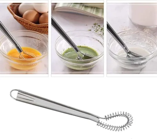Miniatura 7 de Batidor de huevo plateado de acero inoxidable, mini bobina de resorte, espumador de leche de mano, agitador de salsa, licuadora, mezclador de café
