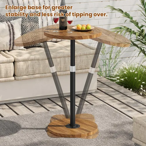 Miniatura 7 de Asgolion Juego de 2 Mesas Auxiliares Redondas, Mesa Pequeña Ajustable en Altura, Soporte de Martini con Pedestal, Mesa de Cóctel con Base Ponderada