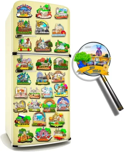 Miniatura 4 de Imán de Brasil Sao Paulo para nevera de madera 3D, monumentos de viaje, coleccionables, recuerdos, decoración hecha a mano -516