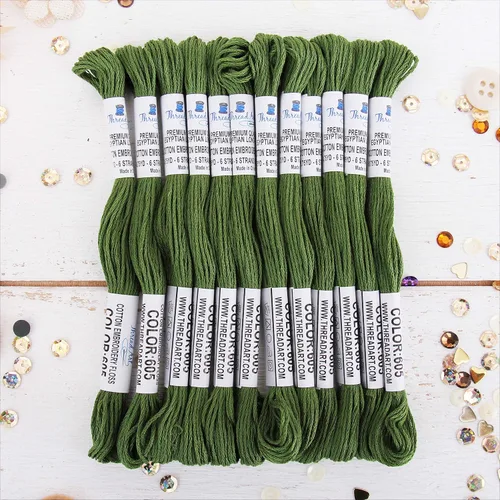 Miniatura 56 de 12 madejas ThreadArt Premium de hilo de bordar de algodón egipcio de fibra larga Gris antiguo 6 hilos divisibles de 8.75 yardas cada uno