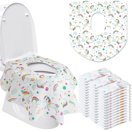 Miniatura 8 de Paquete de 50 fundas desechables para asiento de inodoro, extra grandes, envueltas individualmente para niños y adultos, fundas de asiento