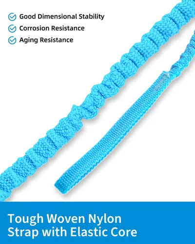 Miniatura 2 de OCEANBROAD Correa de remo de kayak estirable con cuerda de lanyard para SUP, kayak, botes, canoa, caña de pescar, 4-7 pies Azul