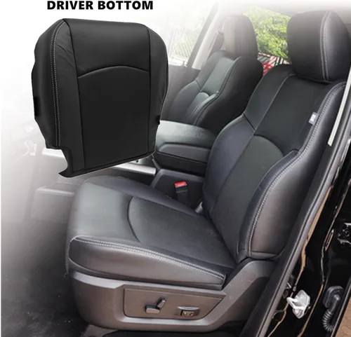 Miniatura 3 de SecosAutoparts Funda de asiento perforada de reemplazo para lado del conductor, parte inferior, de cuero negro, compatible con Dodge Ram 2500 3500