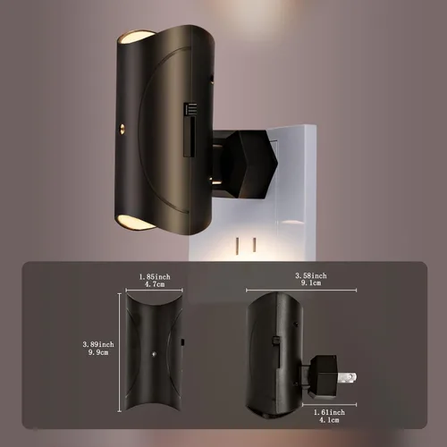 Miniatura 6 de Luz nocturna, paquete de 2 luces LED de noche enchufables a la pared, blanco suave 3000K, 0-100LM brillo ajustable luz nocturna para pasillo