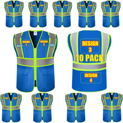 Miniatura 28 de Chalecos de seguridad con logotipo personalizado (S, M, L, XL, 2XL, 3XL, 4XL) Chalecos de seguridad reflectantes de alta visibilidad Clase 2