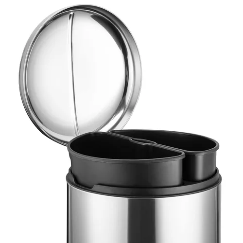 Miniatura 2 de Fashionwu Bote de basura de acero inoxidable de 4 galones (2 x 15 litros), incluye 2 contenedores interiores extraíbles, tapa de cierre suave
