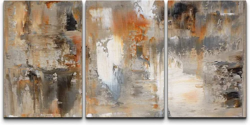 Miniatura 118 de wall26 Lienzo enmarcado para pared, juego de arte con trazos de pintura roja y naranja vibrante, paisaje, formas abstractas, ilustraciones, arte