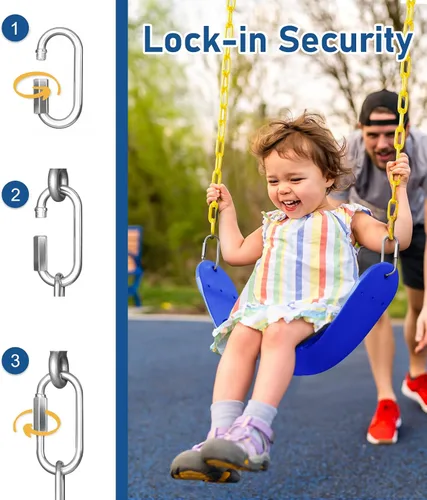 Miniatura 5 de Asiento de columpio resistente, cadenas de 66" resistentes al óxido con sección recubierta de PPC de 30", accesorios de repuesto